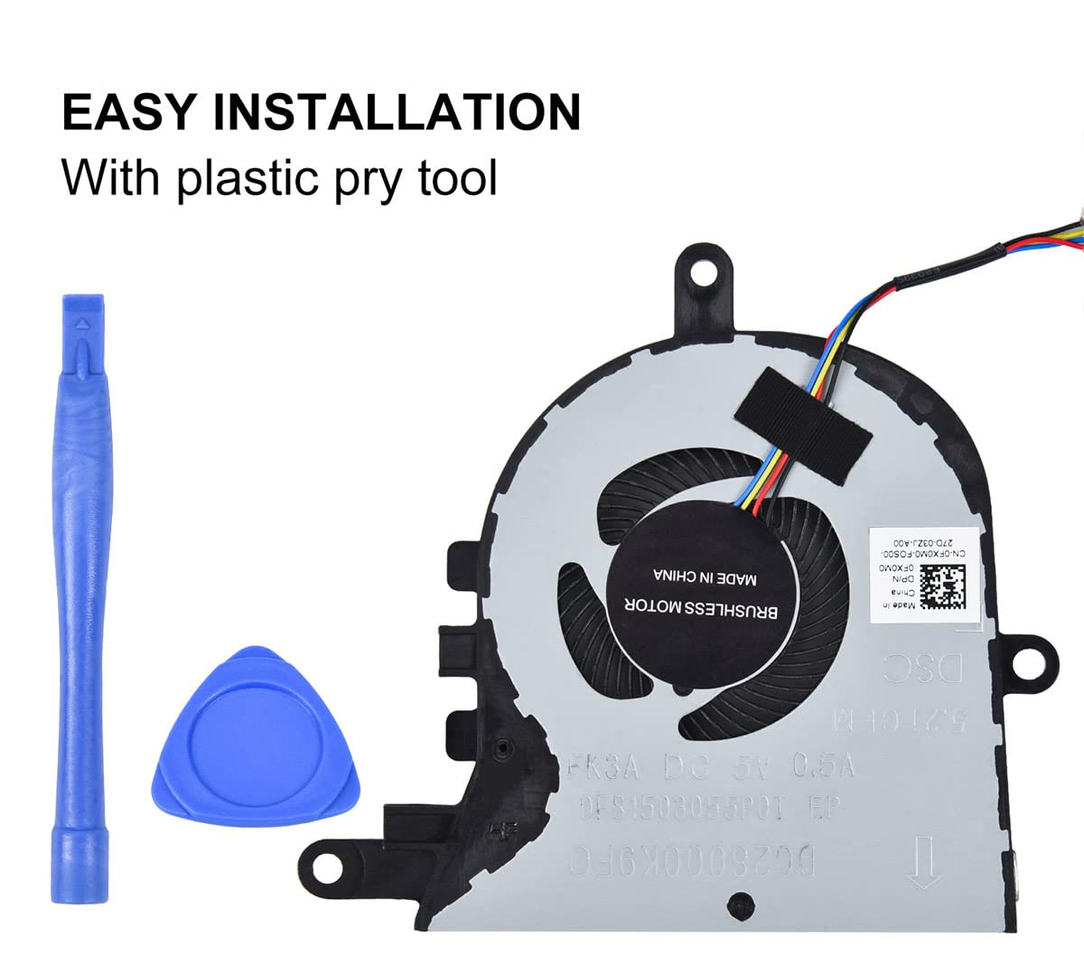 Replacement CPU Cooling Fan for Dell Inspiron 17 5770 5775 3790 3793 / Inspiron 15 5570 5575 / Latitude 3590 Series 0FX0M0 DC28000K9D0 DFS1503055P0T
