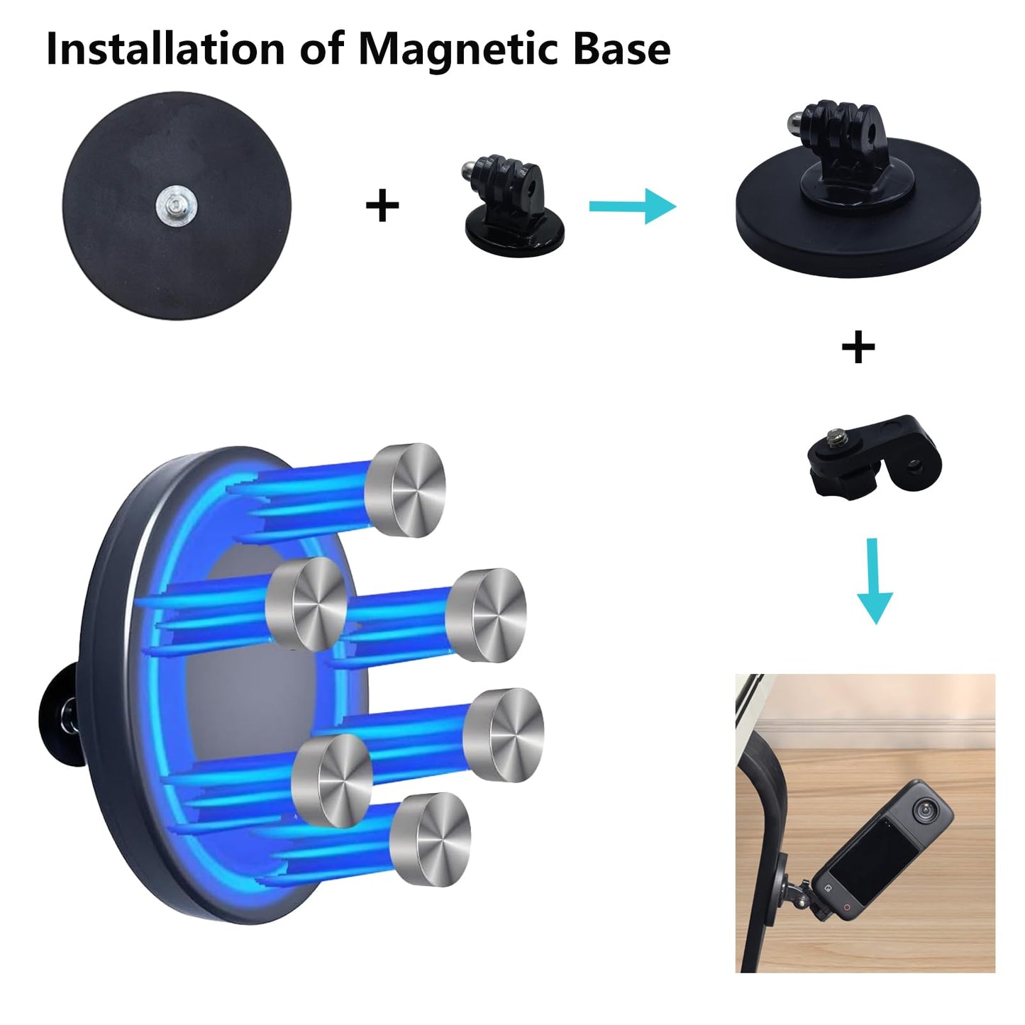 EIOYUMY Accessories Kit for Insta360 X5 / X4 Camera, Including Magnetic Mount, Selfie Stick, Tripod, Chest Strap, Headband, Bicycle Clip, Suitcase