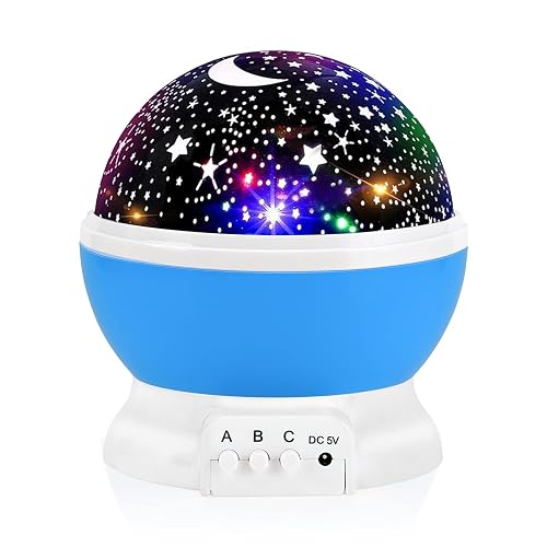 RICTLY Night Light for Kids, Kids Night Light Nebula 360 Degree Rotation - 4 LED Bulbs 12 Light Color Star Projector Changing with USB Cable, Romantic
