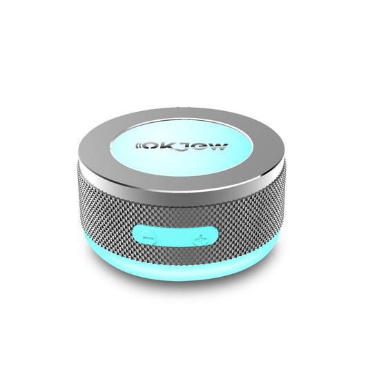 Okjew Bone Conduction Bluetooth Speaker with Colorful LED Breathing Lights, Portable Surface-Vibration Speaker, 360° Surround Sound for Home, Outdoor