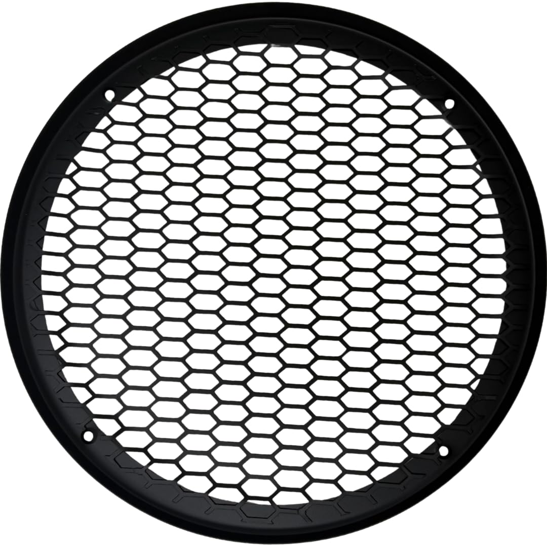 BassRockers 8" Metal Speaker Grill Cover HeavyDuty HexMesh Protective Grill Guard 8" Car Audio Speakers/Subwoofers, Universal Fit, Matte Black, 4-Hole