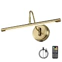 JOOSENLUX Battery Operated Picture Light Gold - Modern Wireless Picture Lights for Wall Dimmable 16.5inch Under Cabinet and Swing Arm for Canvas