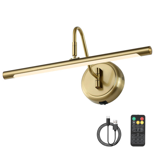 JOOSENLUX Battery Operated Picture Light Gold - Modern Wireless Picture Lights for Wall Dimmable 16.5inch Under Cabinet and Swing Arm for Canvas