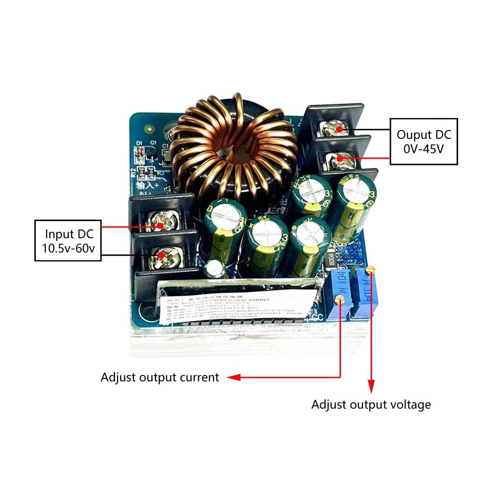 DONGKER SZ-BK0612 Step Down Module,DC-DC 10.5V-60V to 0-45V Buck Power Supply Module 400W Electronic Voltage Stabilizer
