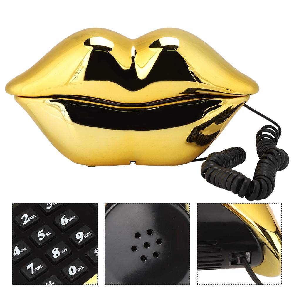 Novelty Lips Telephone Landline Phones for Home, Red Mouth Telephone Wired Sexy Lip Phone Gift Cartoon Shaped Real Corded for Home Hotel Office