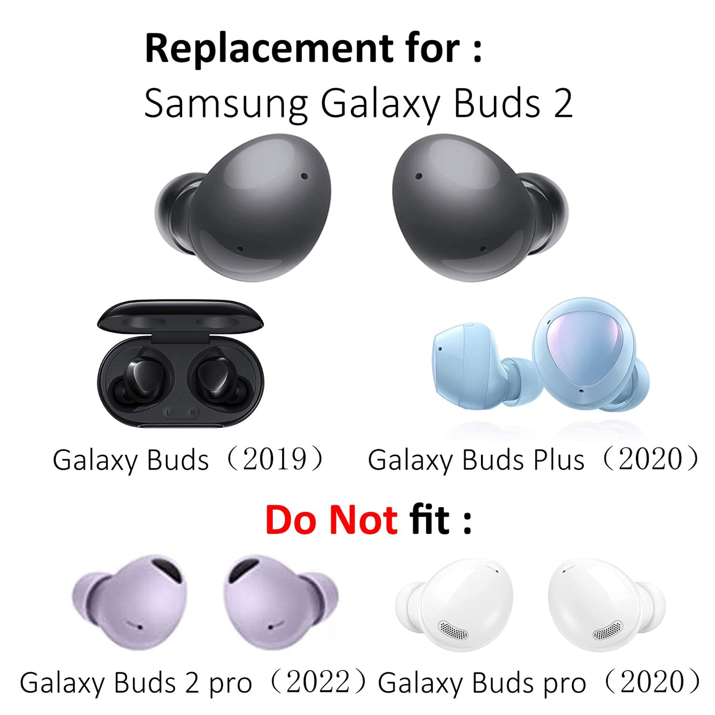 6 Pairs Replacement Earbuds Tips Silicone Eartips Set for Samsung Galaxy Buds 2 Headphones Wireless Fit in Case Ear Tips (Lavender)