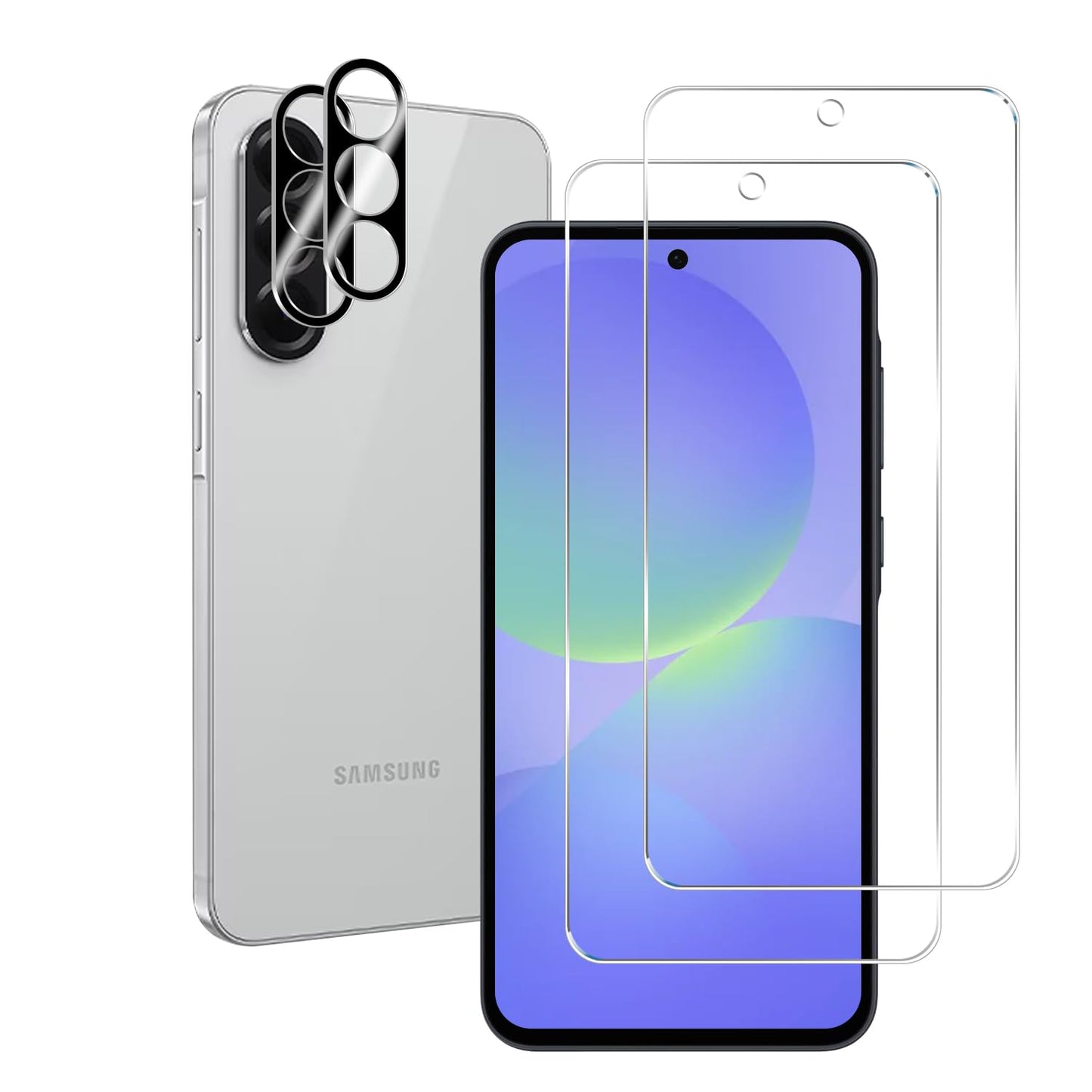 BIGFACE Galaxy A36 Tempered Glass Screen Protector + Camera Lens Protector [2 + 2 Pack][Case Friendly][Anti-Scratch][Ultrasonic Fingerprint Unlock] HD
