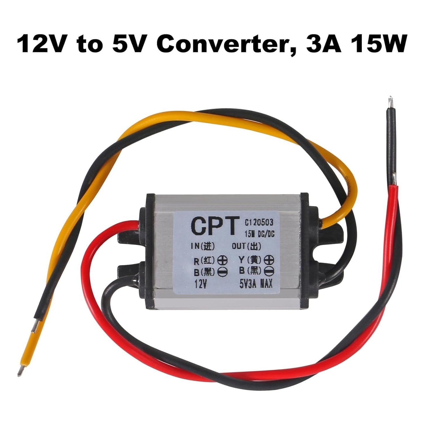2PCS 12V to 5V DC Converter 3A 15W Waterproof Voltage Regulator Buck Converter 12V to 5V DC Converters Car Power Voltage for Car Truck