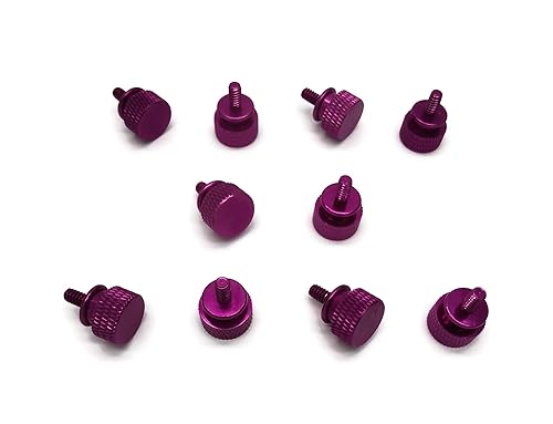 Primeonly27 10x Anodized Aluminum Computer Case Thumbscrews 6-32 Thread Computer Cover Power Supply PCI Slots Hard Drives DIY Purple