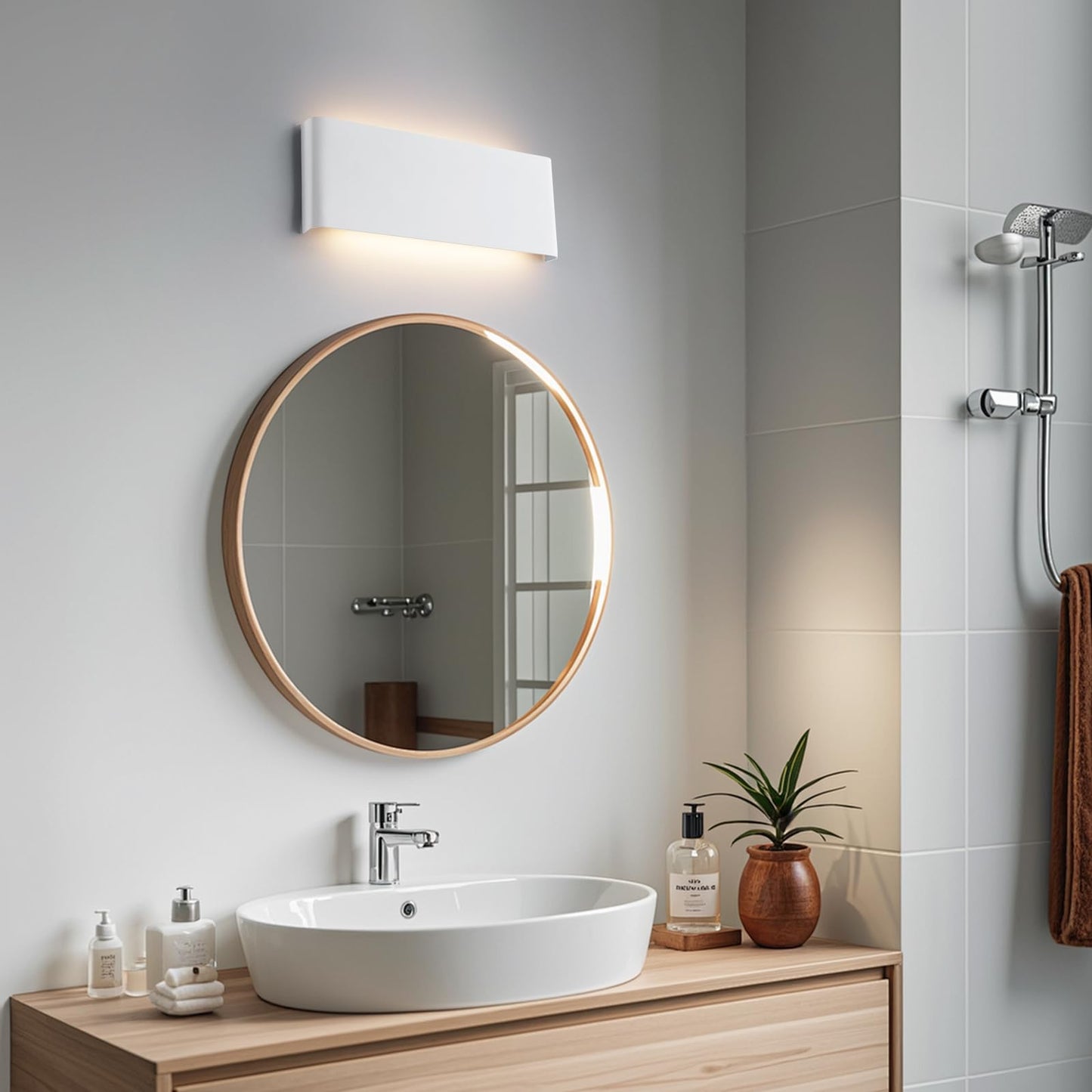 Mille Luckiole 11 Inch Hallway LED Wall Light,Dimmable 3000K-6500K 5 Color Selectable,Modern LED Sconce Wall for Stairwell,Bedroom,and Bathroom Vanity