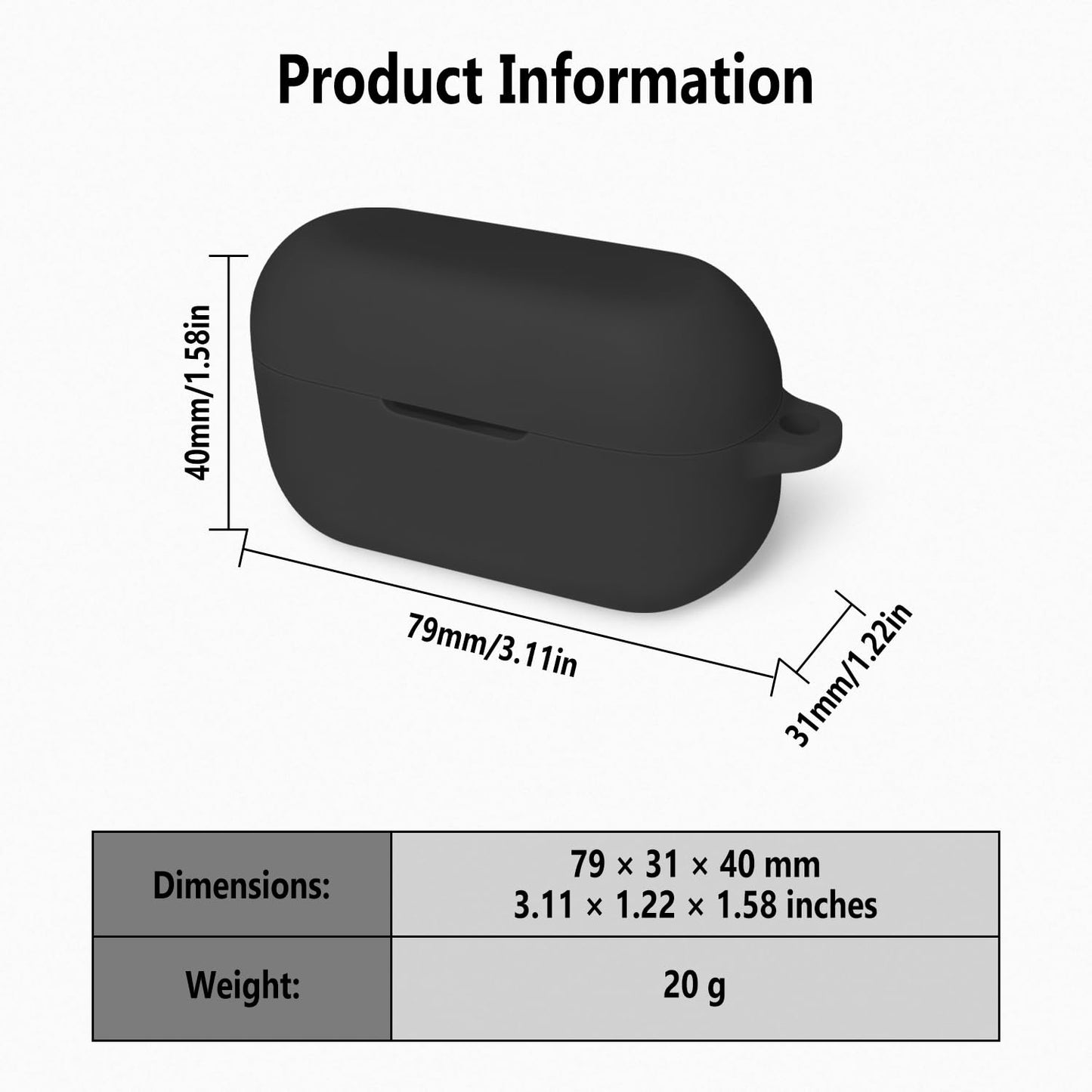Geiomoo Silicone Case for Technics EAH-AZ100-K, EAH-AZ100-S, Soft Flexible Scratch Resistant Protective Cover with Carabiner (Black)