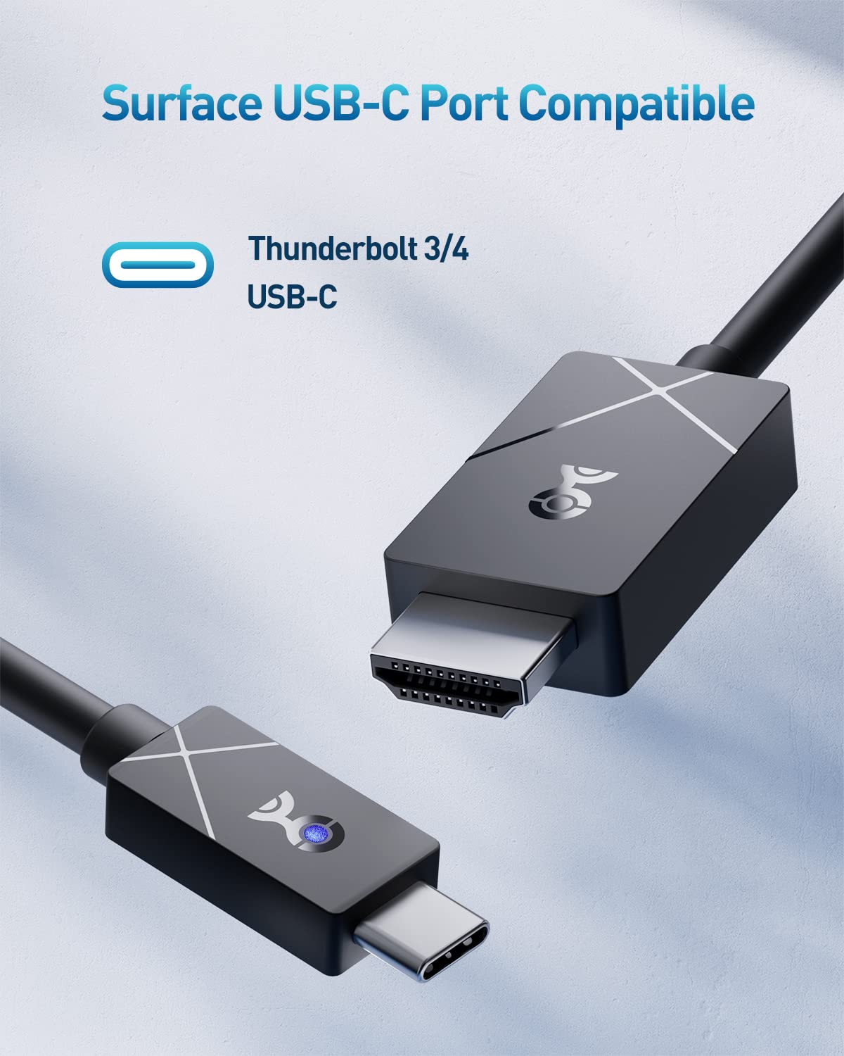 [Designed for Microsoft Surface] Cable Matters 48Gbps USB-C to HDMI Cable 6 Feet / 1.8 Meters Supports 4K 120Hz and 8K 60Hz HDR - USB4, Thunderbolt 3