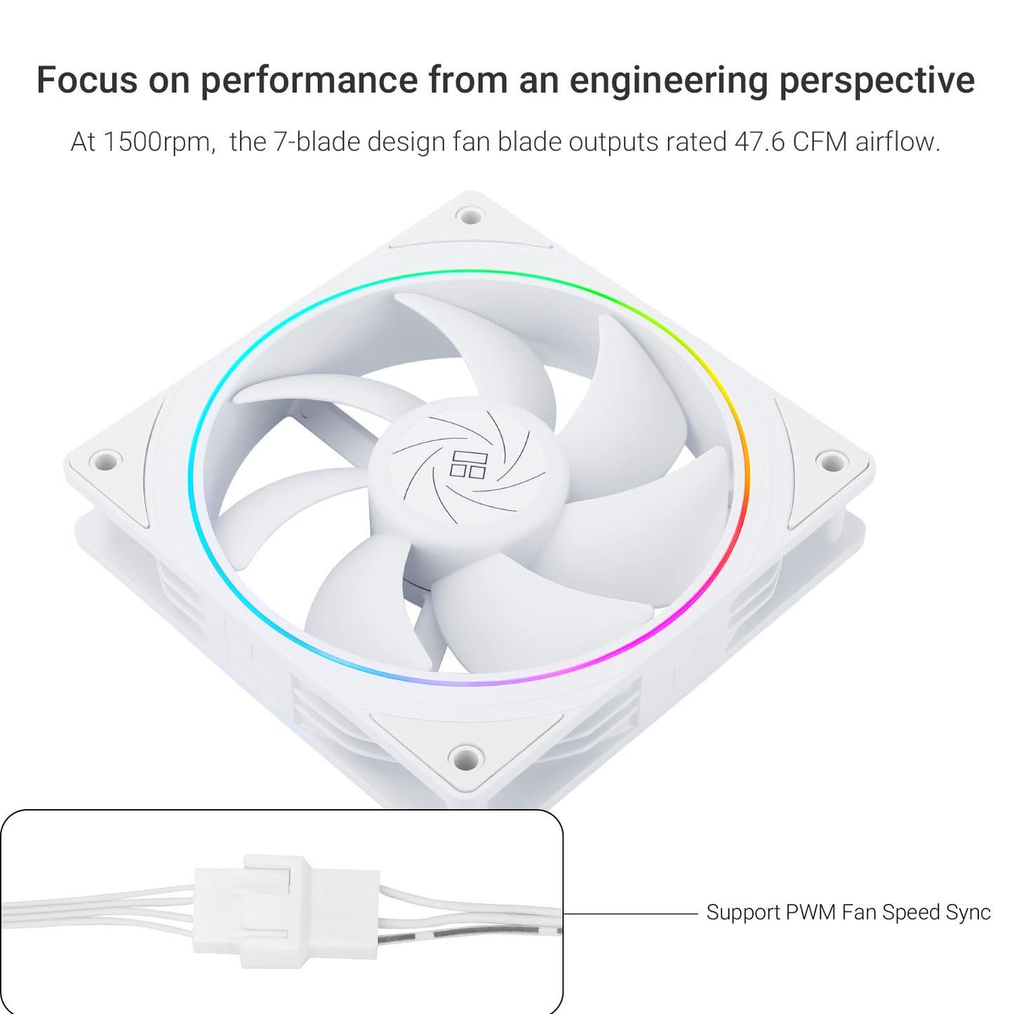 Thermalrlght TL-S12W X3 CPU Fan 120mm Case Cooler Fan, 4pin PWM Silent Computer Fan Under 23.2dB(A) for Case CPU Liquid Cooler and CPU Air Cooler