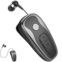 Retractable Wireless Headphone Headset Stereo Earphone lightweight V5.0 Noise Cancelling Mic Clip on Earpiece workout Sports running Business Trucker