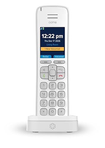 Ooma HD3 Handset white cordless phone with caller-ID and HD voice quality. Works only with Ooma Telo VoIP Internet home phone service.