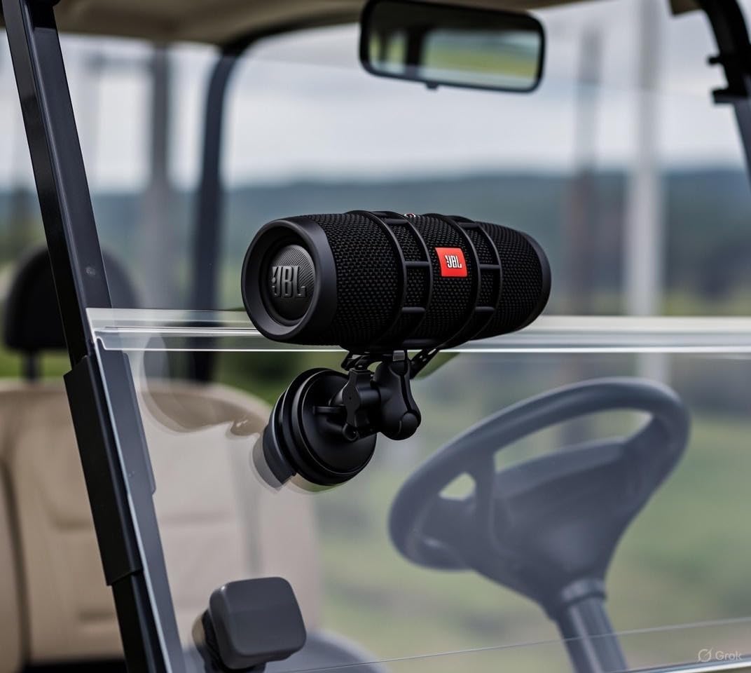 Anchored Mounts Golf Cart Bluetooth Speaker Mount - Fits All Speaker Sizes - Compatible: Boat, ATV, UTV, Bike - Adjustable Straps - Heavy Duty Suction