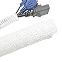 MyyYiTar 10ft Cable Management Sleeve(3/4" Dia.),Self-Wrapping Cord Cover,Braided Mesh Split Loom Tubing Hider for Desk/Wall/Floor Electronics