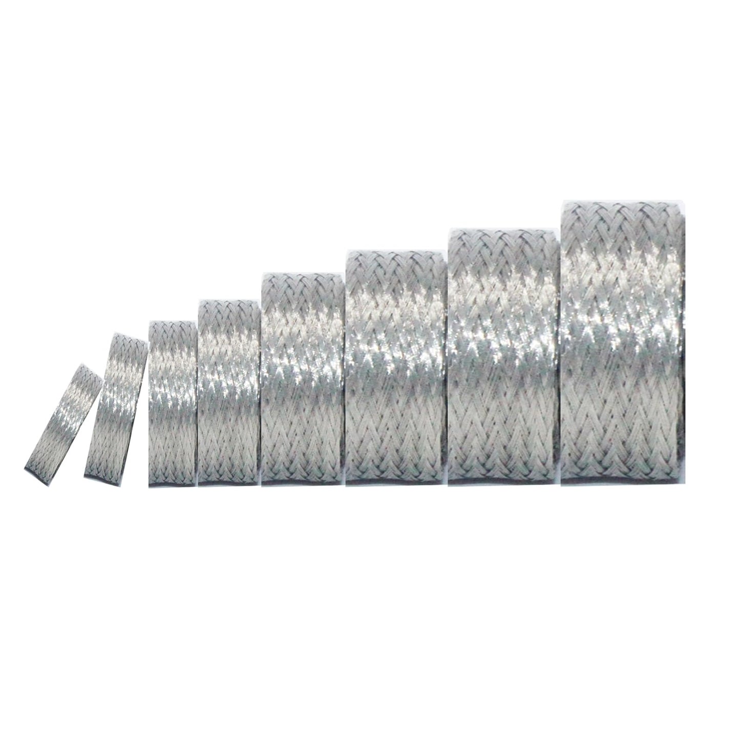 Kokey-xy Tinned Copper Braided Cable Shielding Sleeve Metal Wire Loom Sheathing EMI RFI ESD Protector Grounding Mesh Flat Tubular Expandable 5/8"
