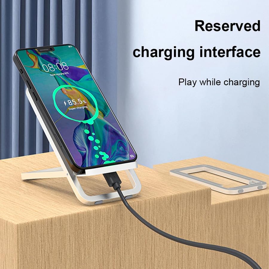 ARFUKA Minimalist Metal Phone Stand, Portable Desktop Cell Phone Holder, Universal Slim Phone Dock with Convenient Charging Port for All Mobile Phones