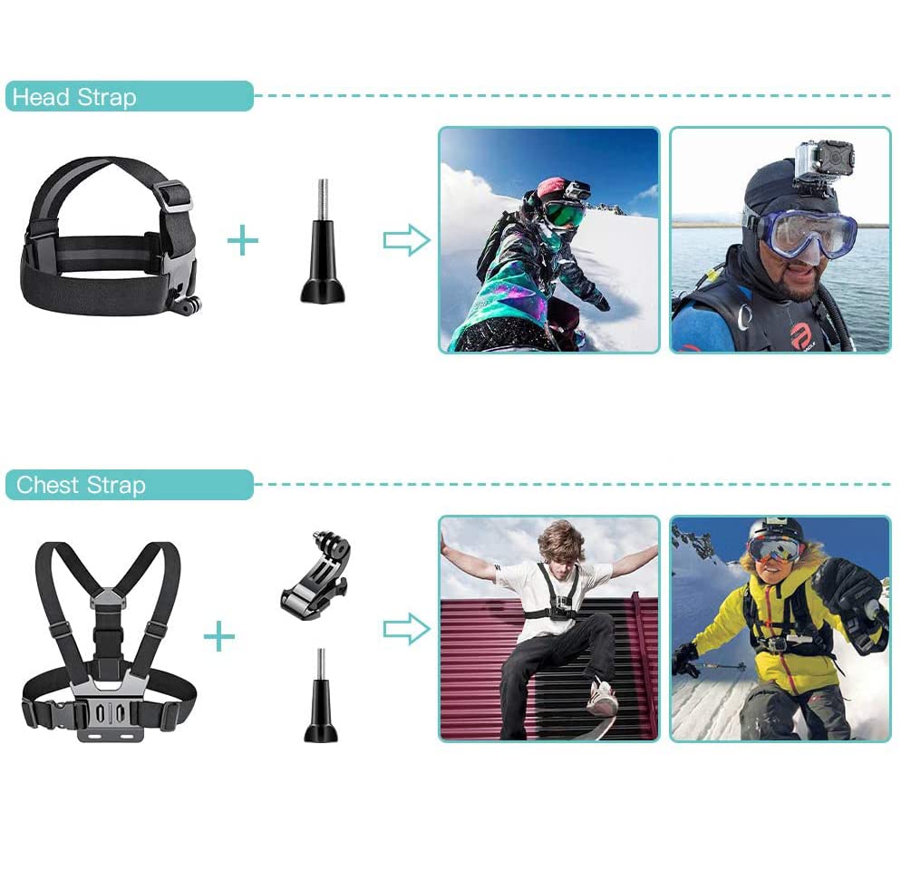 SmilePowo 51-in-1 Action Camera Accessories Kit for GoPro Hero 11 10 9 8 Max 7 6 5 4 3 3+ 2 1 Black GoPro 2018 Session Fusion Silver White Insta360