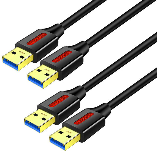 Yeung Qee 2 Pack USB 3.0 A to A Male Cable 1.5 FT,USB Type A Male to Male Cable USB 3.0 Double End USB Cord for Hard Disk, Cameras,Laptop Cooler, DVD