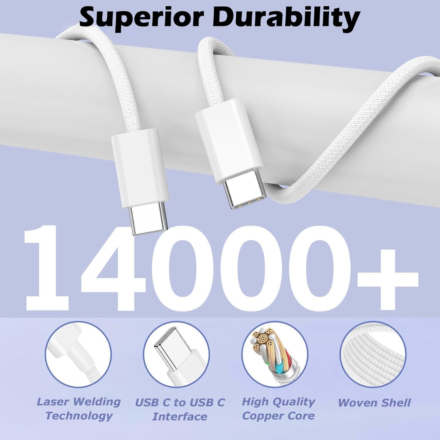 [Apple MFi Certified] iPhone Air/17 Charger,USB C Fast Charging 2Pack 20W Apple Charger Type C Block 6FT USB C to C Woven Cable for iPhone 17 Pro