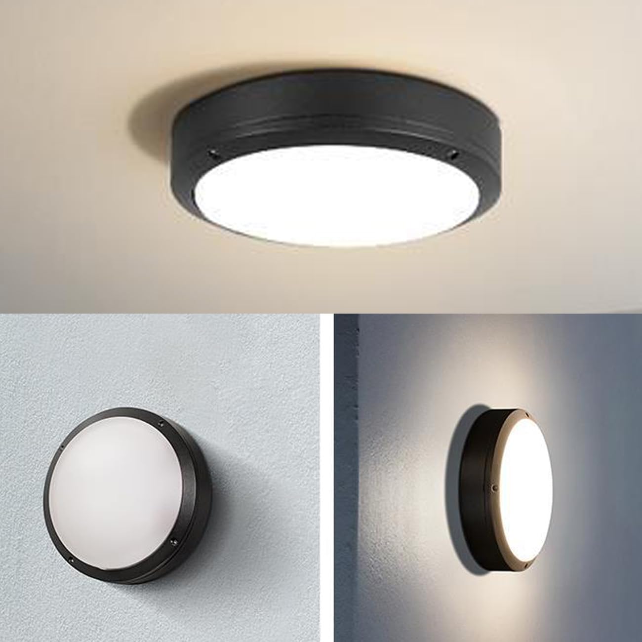 LIPIFAY LED Flush Mount Ceiling Light,8.5Inch Outdoor Wall Lights,IP65 All Aluminum Sealed Damp,3000k,15W Round Modern Simple Porch Light, for Flat