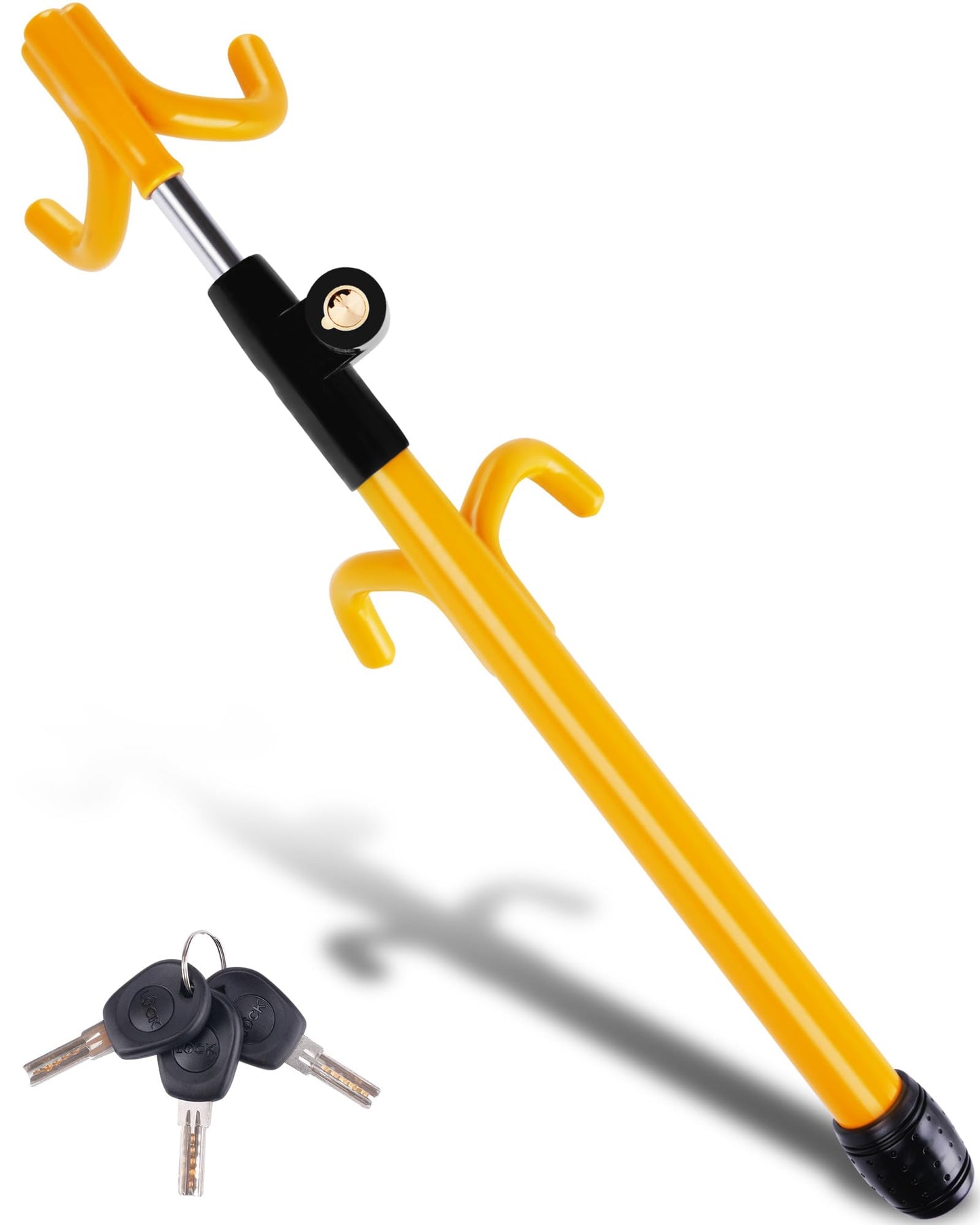 Tevlaphee Car Steering Wheel Lock Great Deterrent Adjustable Car Lock Steering Wheel Anti Theft Car Device for Vehicles,Trucks,Vans,SUVs (Yellow)