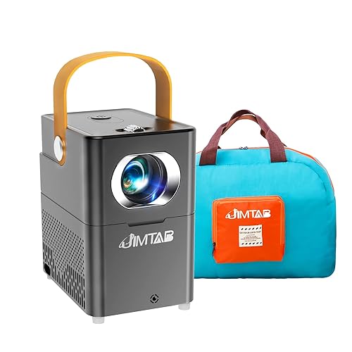Portable WiFi Bluetooth Projector, JIMTAB V1 Outdoor Projector Full HD 1080P Supported, Mini Movie Projector with Foldable Carry Bag Dual Speakers