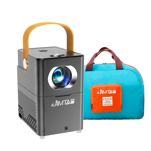 Portable WiFi Bluetooth Projector, JIMTAB V1 Outdoor Projector Full HD 1080P Supported, Mini Movie Projector with Foldable Carry Bag Dual Speakers