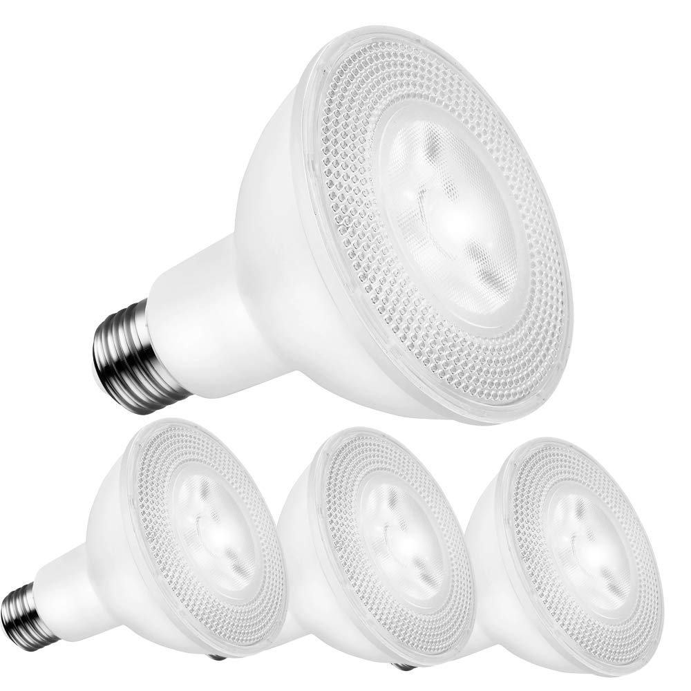 KENESCALR PAR30 LED Long Neck Flood Light Bulbs, 5000K Daylight White Dimmable Spotlight, 12W=75W Halogen, 1200LM E26 Base 40 Degree, Indoor/Outdoor