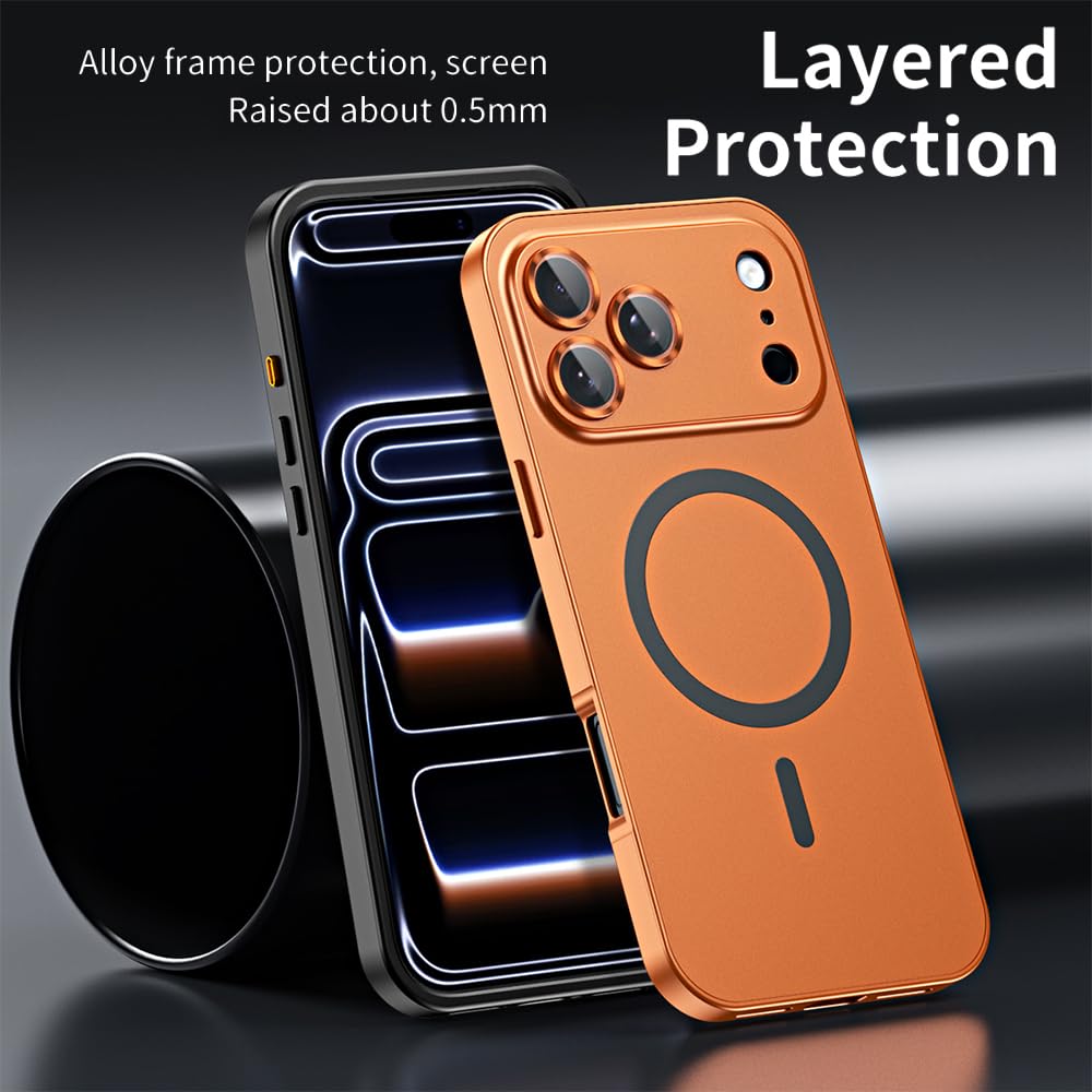 YAOZOCASE for iPhone Case,Compatible with MagSafe,Magnetic Luxury 2 in 1 Aluminum Metal Frame PC Backboard,Slim Fit Military Grade Drop Protection