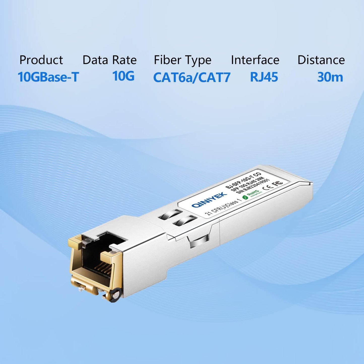 [2 Pack] 1.25/2.5/5/10G SFP+ to RJ45 Transceiver, Copper SFP+ Module, Cat.6a/7, up to 30m, for Cisco SFP-10G-T-S, MikroTik S+RJ10, Ubiquiti