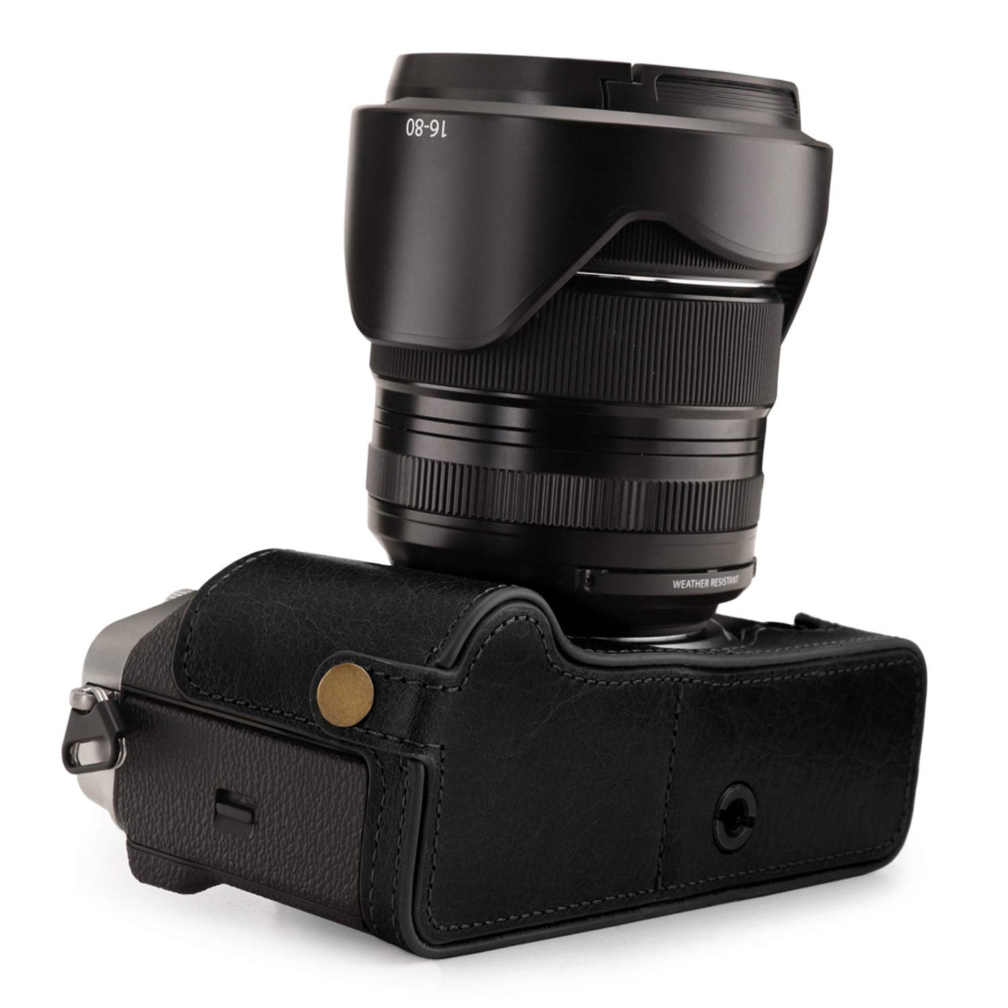 MegaGear MG1923 Ever Ready Genuine Leather Camera Half Case Compatible with Fujifilm X-T4 - Black