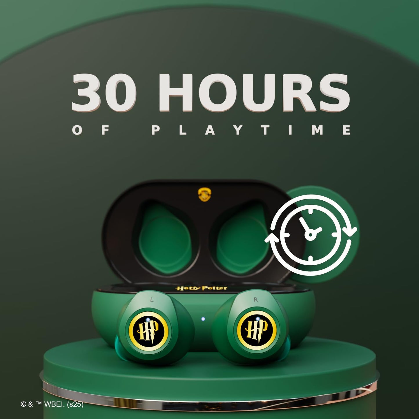 iJoy Harry Potter Slytherin Wireless Bluetooth Earbuds with Charging Case, Built-in Mic, 30 Hr Playtime, Officially Licensed | Harry Potter Gifts