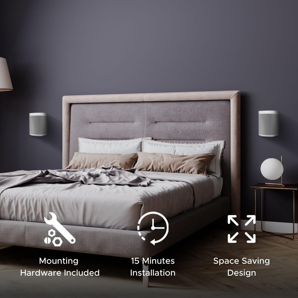 Sound Bass ONE, ONE Gen 2, ONE SL & Play:1 Wall Mount Bracket, White, Compatible with Sonos ONE, ONE Gen 2, ONE SL & PLAY1 Speaker, Fixed Position