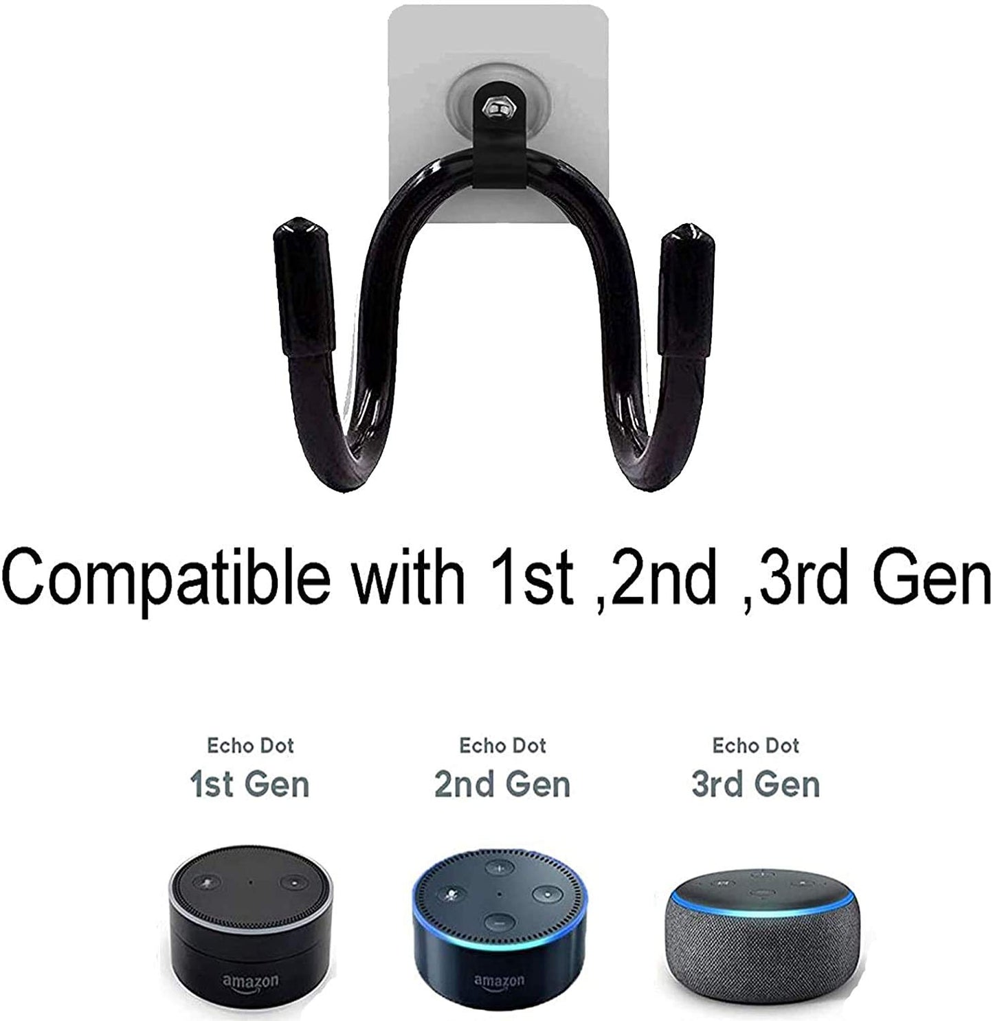 Pmsanzay 1 Pack Adjustable Metal Wall Mount Stand Holder for Echo Dot (1st, 2nd, 3rd Gen) - No Echo Included - No Drilling