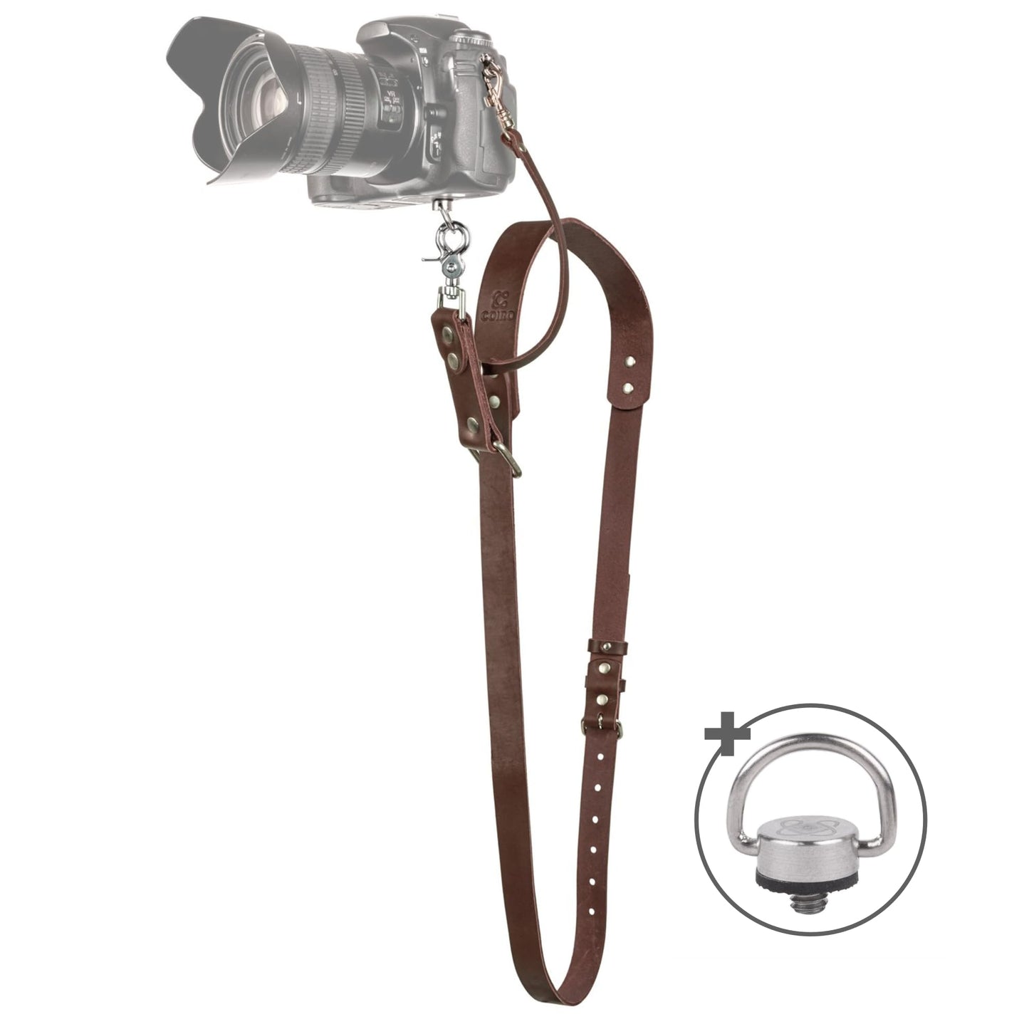 C Coiro Leather Camera Strap for One Camera - Professional Single Leather Harness Shoulder Strap Quick Release Gear DSLR/SLR, Camera Accessories