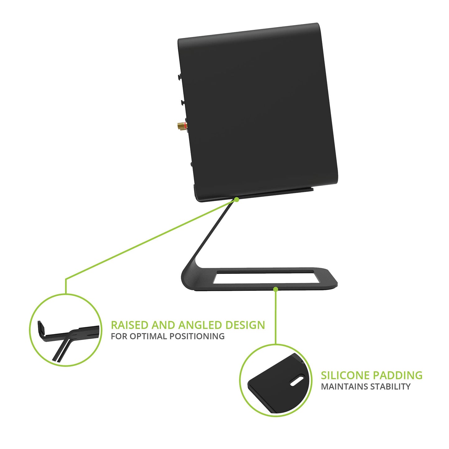 Kanto SE4 Elevated Desktop Speaker Stands for Medium Bookshelf Speakers & Mid-Size 3”-4” Studio Monitors | 5.6” Tall | Supports 9 lbs | Damping 2.0 mm