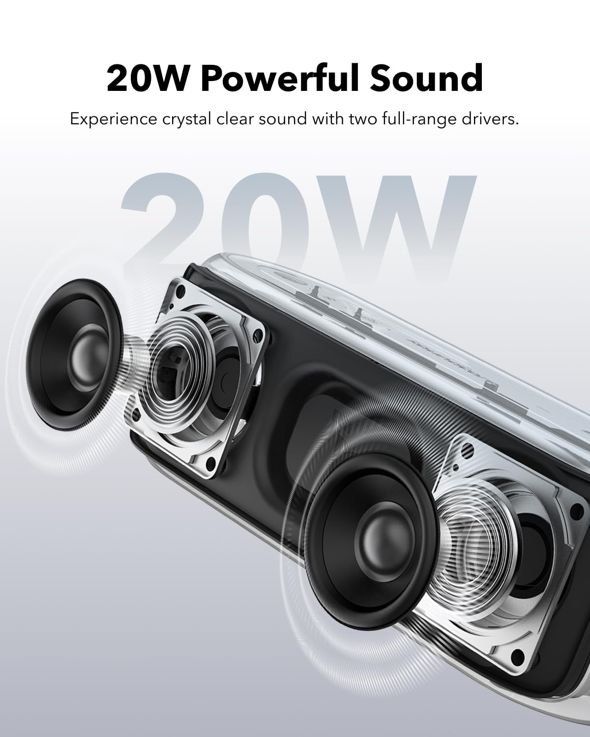 Soundcore Select 2S, Portable Bluetooth Speaker with 20W Stereo Sound, BassUp Technology, 16-Hour Playtime, Wireless Stereo Pairing, and IPX7