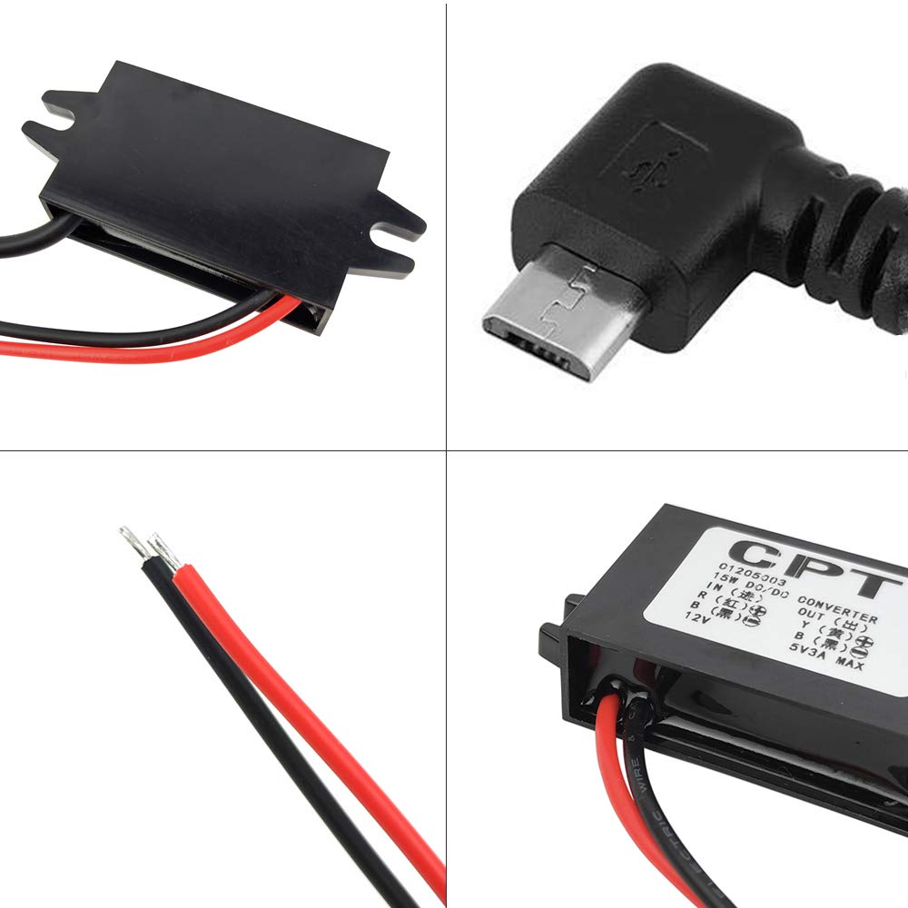 Dc to Dc 12V to 5V 3A Power Converter Micro USB Adapter Waterproof Voltage Step Down Connector Regulator Power Supply Module Buck Converter