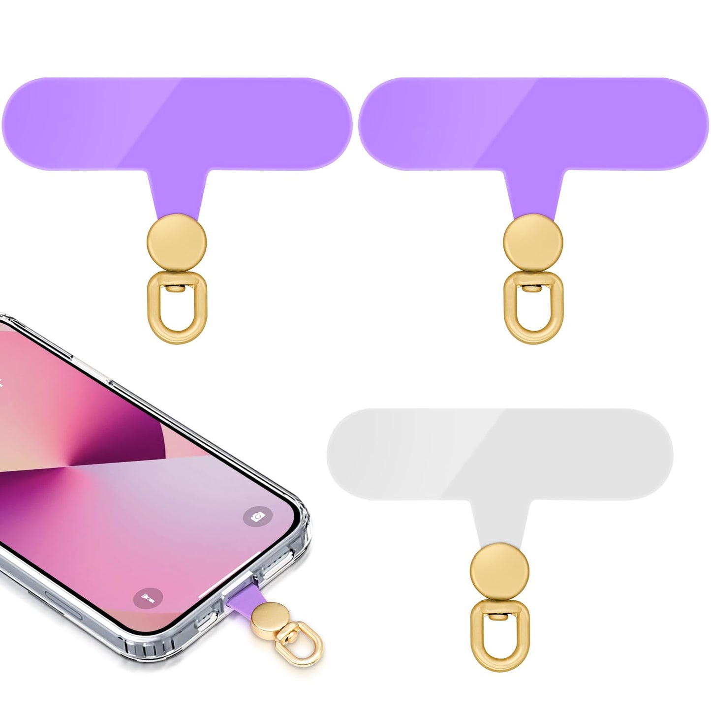 360°Rotatable Phone Tether Tab,3 Pieces Universal Phone Lanyard Patch Without Adhesive,Phone Lanyard Replacement Part for Cell Phone