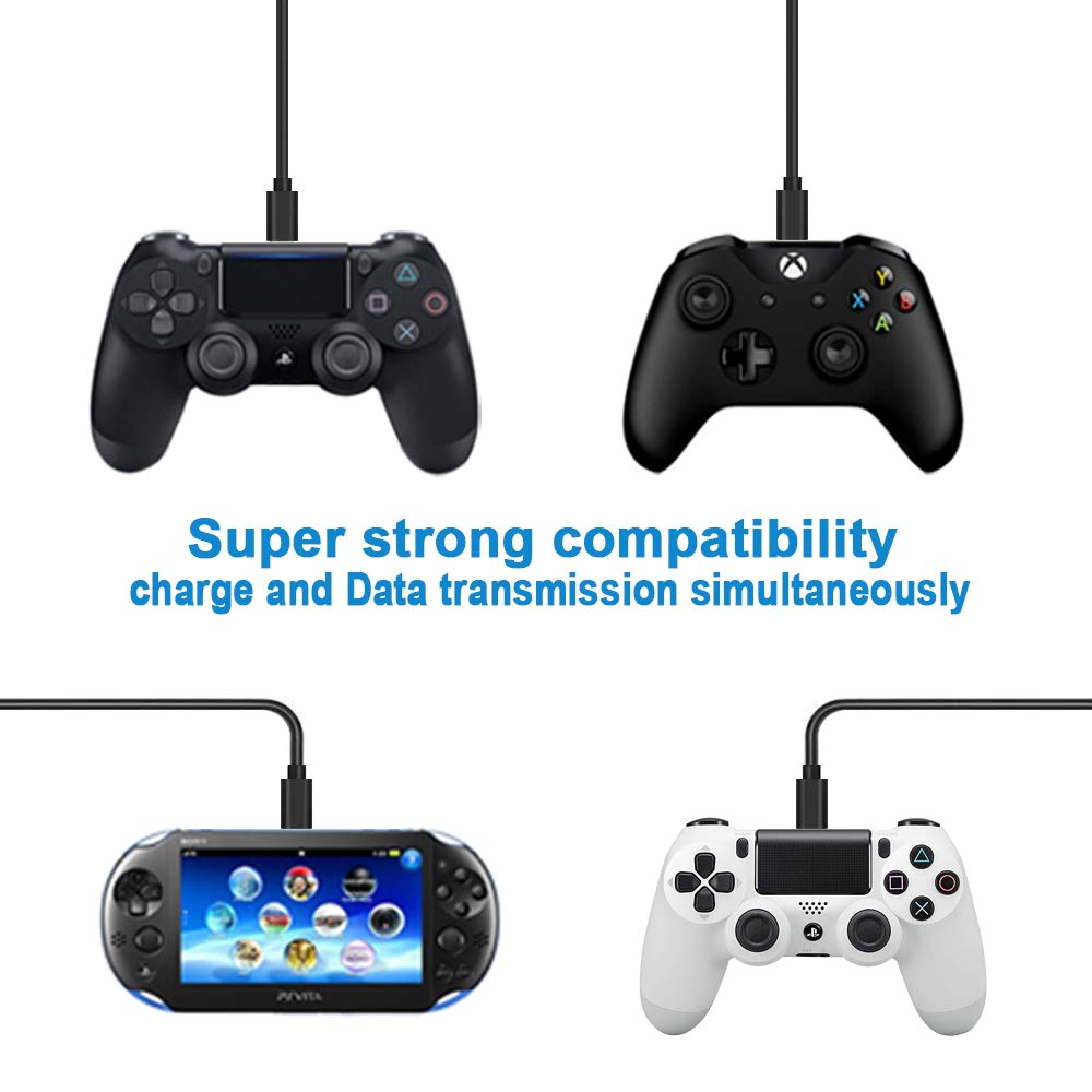 SIOCEN 3Pack 10FT PS4 Charger Cord for Xbox One Controller,PS4 Charging Cable,Micro USB Cable for Xbox One S/X Slim Elite Controller,PlayStation 4