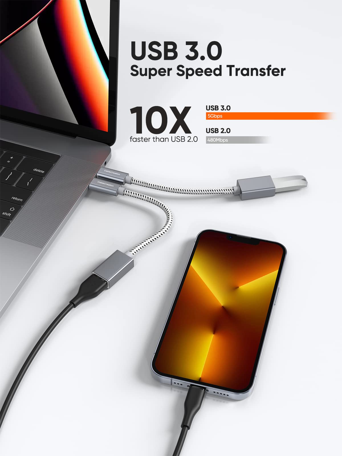 CableCreation USB to USB C Adapter 0.5FT/0.15m, USB C OTG Cable,Type C to USB A Female Connector for MacBook Pro Air, iPad mini/Pro, XPS, Galaxy S22…