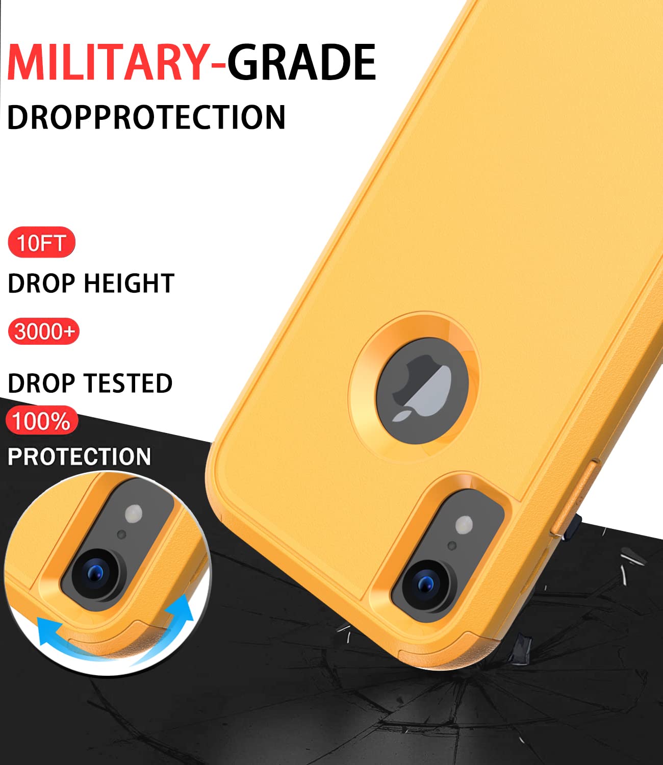 Diverbox for iPhone Xr Case [Shockproof] [Dropproof] [Dust-Proof],Heavy Duty Protection Phone Case Cover for Apple iPhone XR (Yellow)