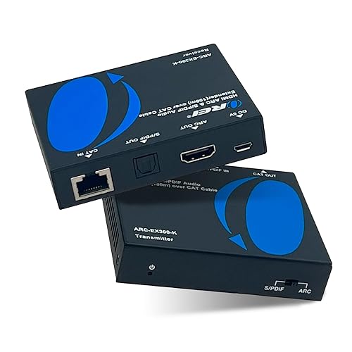 OREI ARC & SPDIF Audio Only Extender Balun Over Single CAT5e/6/7 Audio Return Channel Through HDMI Up to 300 Ft - Power Over Cable (ARC-EX300-K)