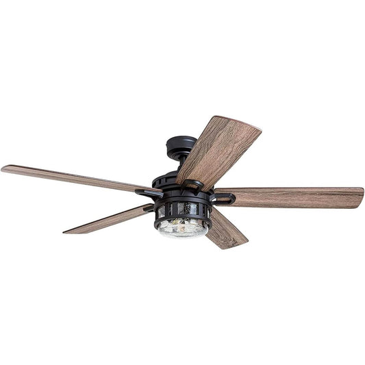 Honeywell Bonterra Ceiling Fan with LED Edison Light, Matte Black, 52 In