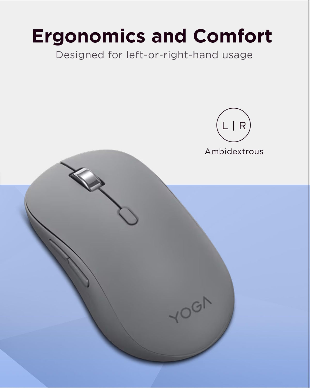 Lenovo Yoga Bluetooth Silent Mouse, 3 Level DPI Adjustment, 36 Month Battery Life, Bluetooth 5.3, 3 Device Paring, Whisper Quiet, Programmable