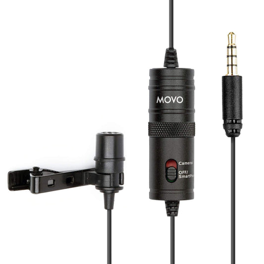 Movo LV1 Lavalier Lapel Clip on Microphone for Cameras, Camcorders and Smartphones Compatible with iPhone and Android Perfect Lav Mic for Filming