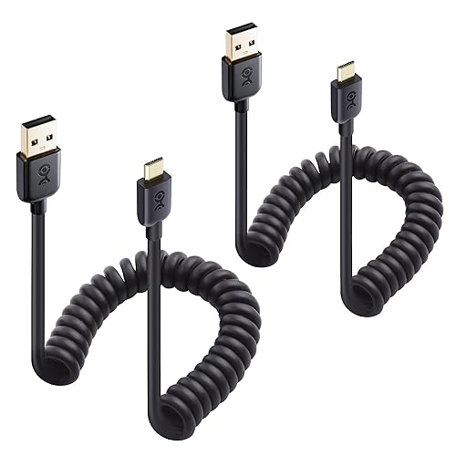 Cable Matters 2-Pack Coiled Micro USB Cable (Coiled Micro USB to USB2.0) 2-4 Feet